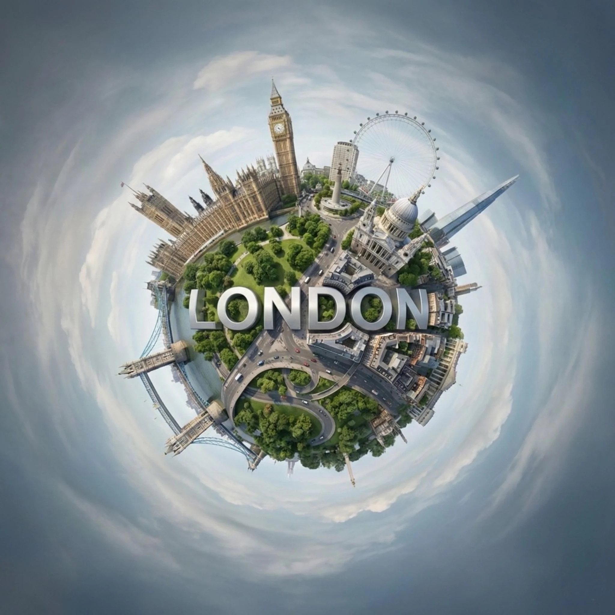 伦敦的超现实的球形全景