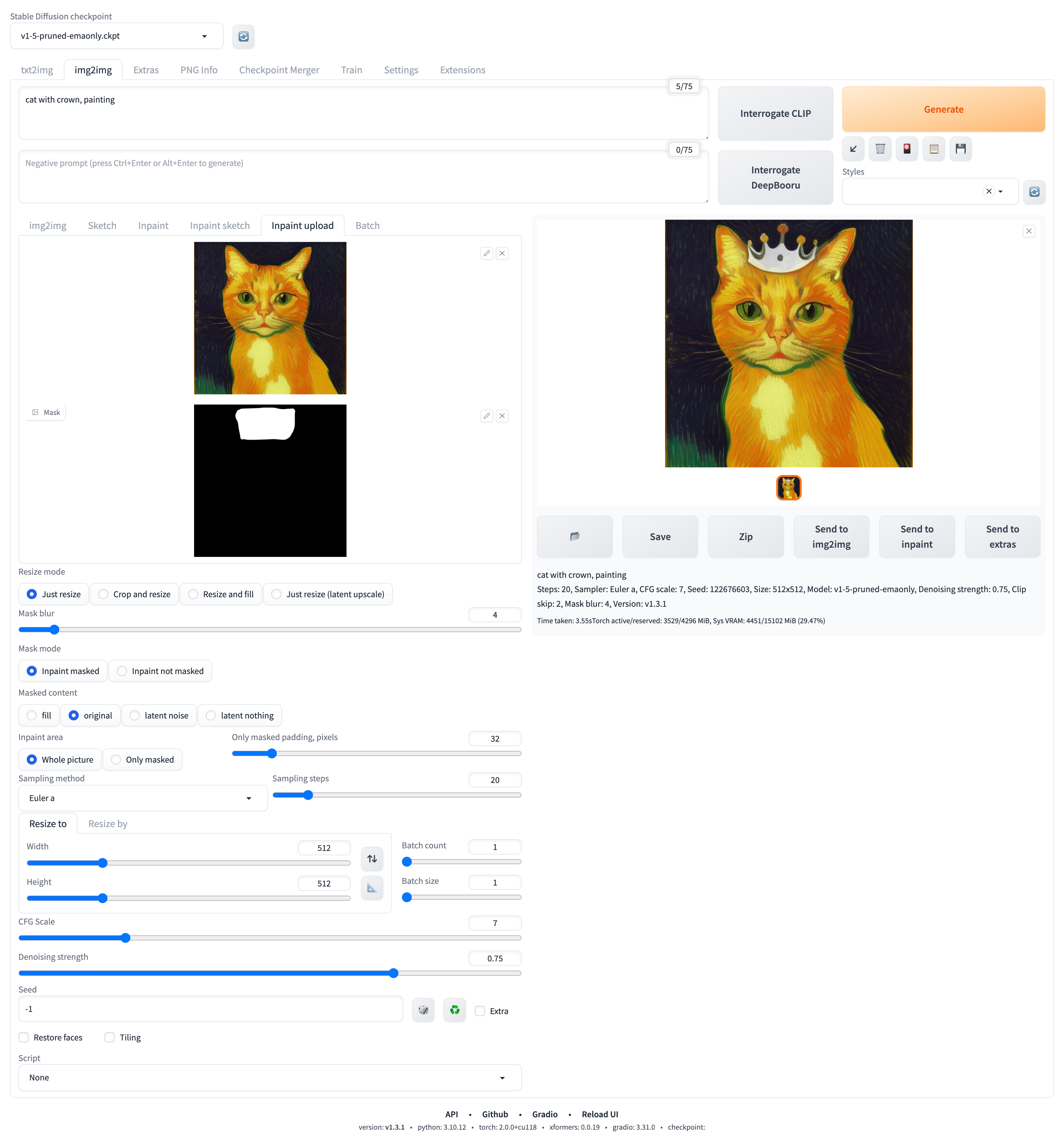基于上传蒙版内补绘制(Inpaint upload)